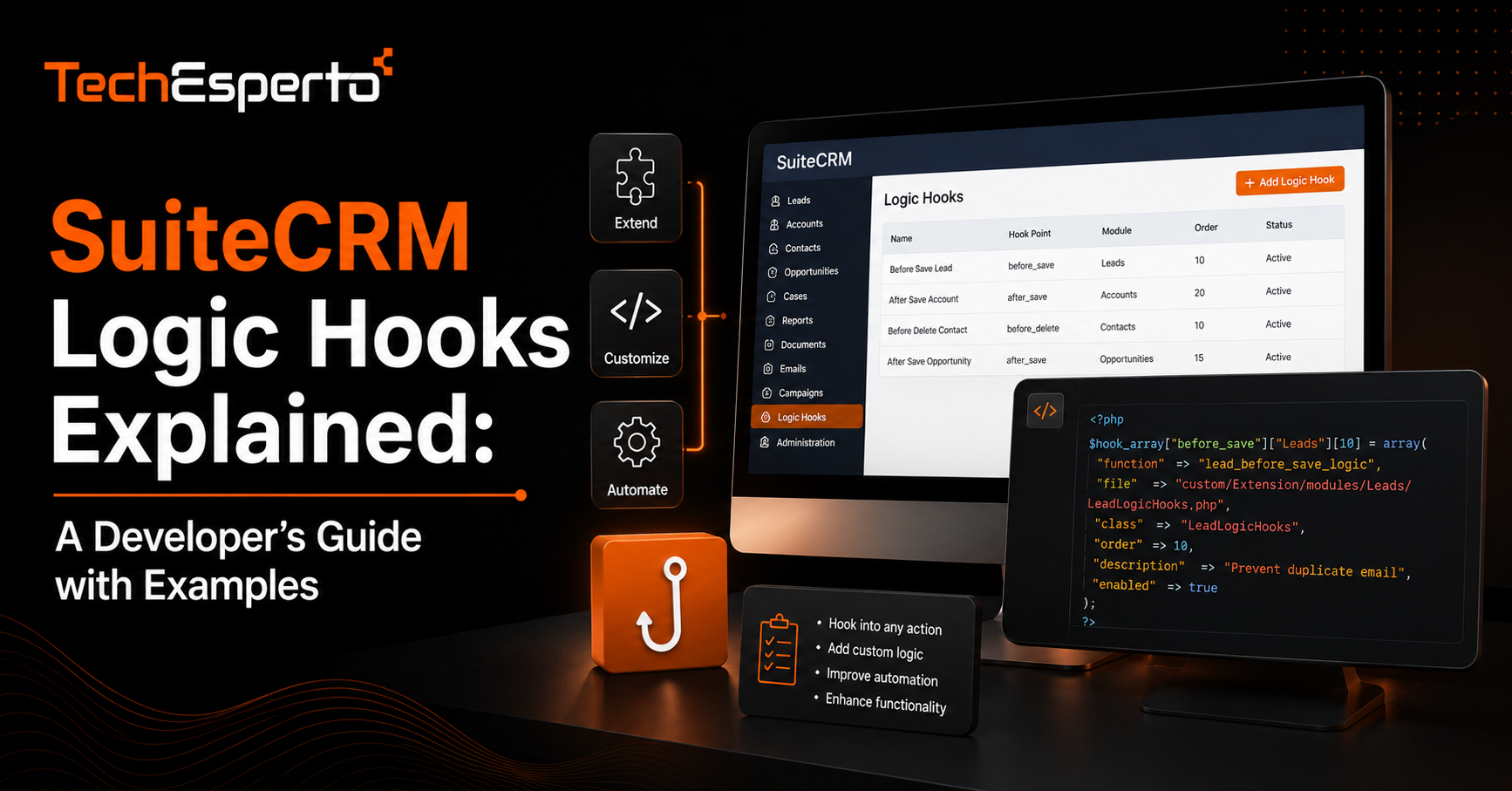 SuiteCRM Logic Hooks Explained: A Developer’s Guide with Examples